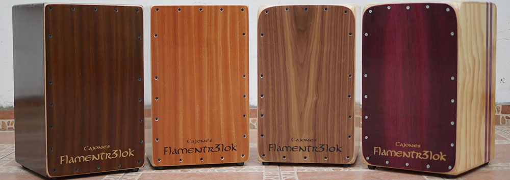 Four classic cajons by Flamentr3lok made in Chile(Photo copyright Flamentr3lock Cajon, used with permission)